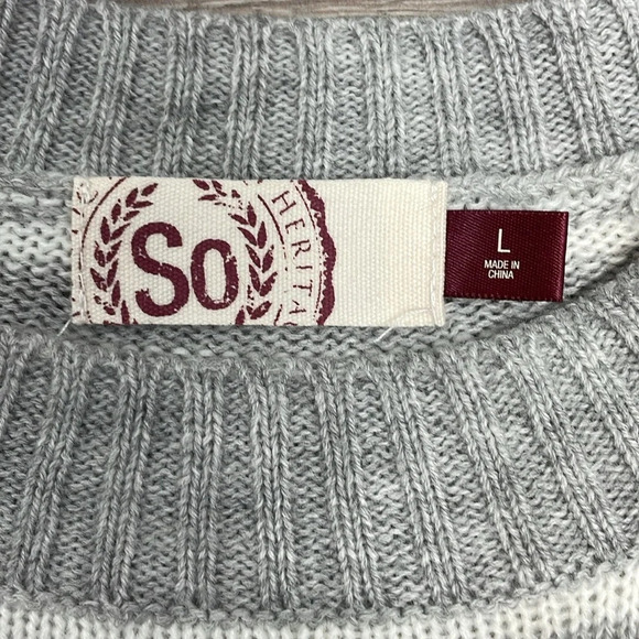 So Striped Long Sleeve Sweater Lace Hem L - Picture 11 of 15